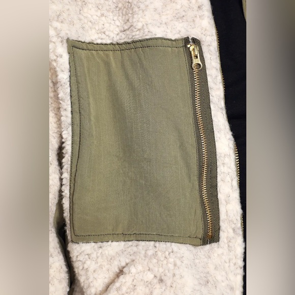 FREE PEOPLE Rivington Sherpa Jacket We the Free Desert Combo Green Cream | XL - Picture 4 of 16